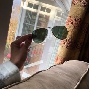 Ray ban black/gold/green aviators